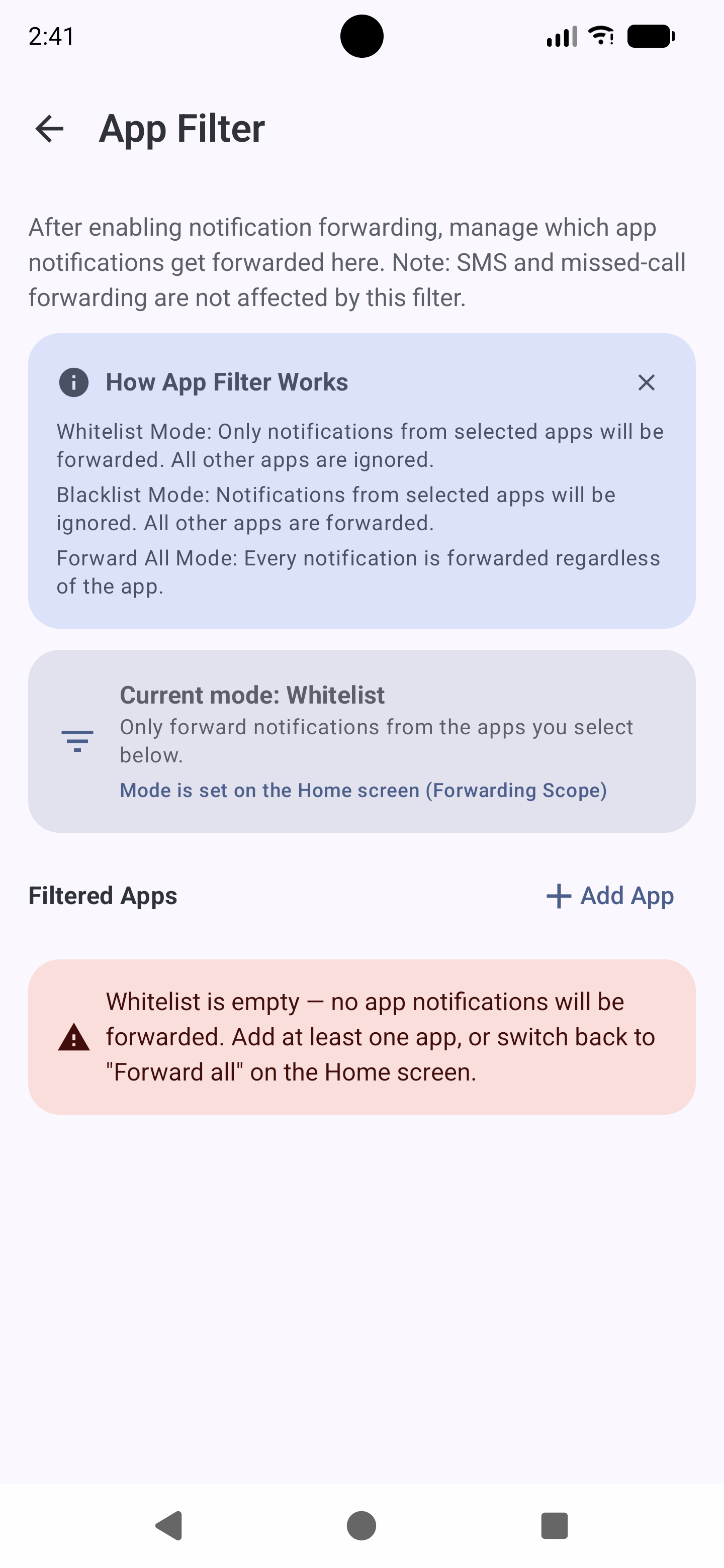 App filtering
