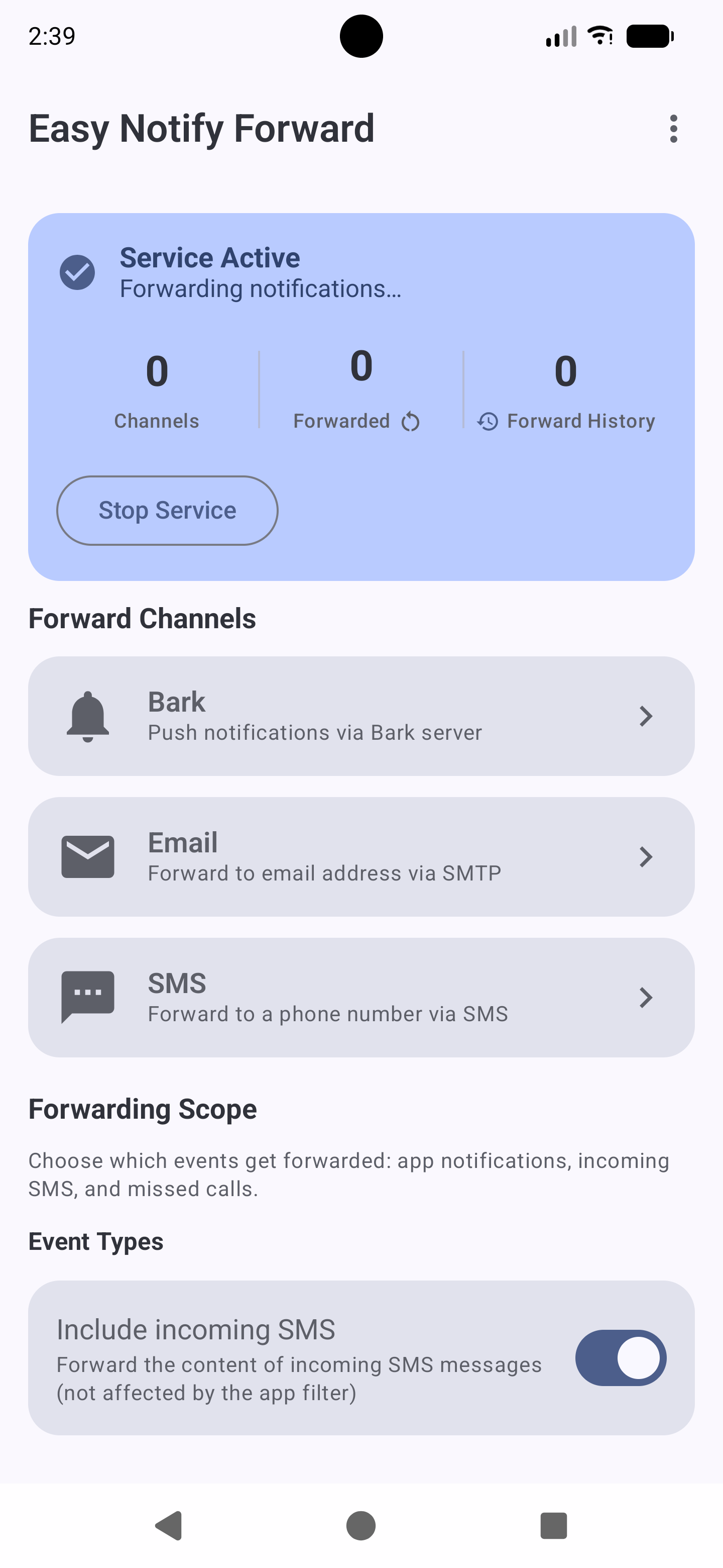 Home screen